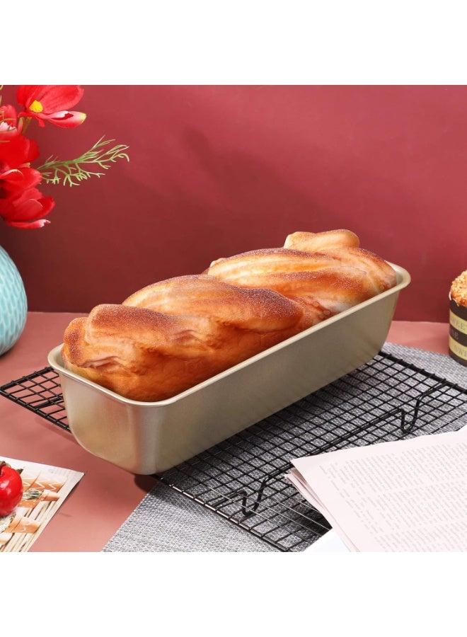 Long Loaf Pan, 12x4 Inch Rectangle Bread Loaf Pan Set of 2, Nonstick Bread Pans Carbon Steel Toast Pan Golden Cake Pan Loaf Baking Pans Bakeware for Oven Baking - Image 5